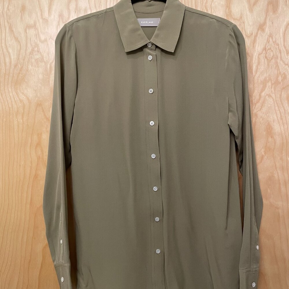 Everlane 100% Silk Blouse – Khaki /Tan – Size 2